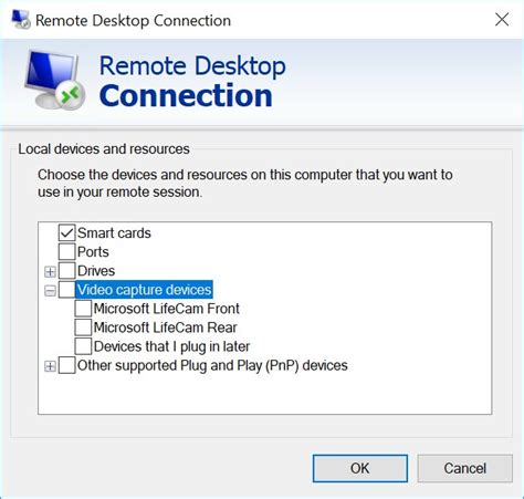 allow smart card device redirection|rdp redirection settings.